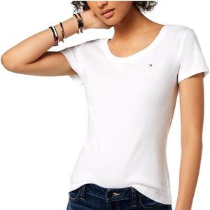 NWT TOMMY HILFIGER Crisp White Boat Neck Shirt 💙🤍❤️